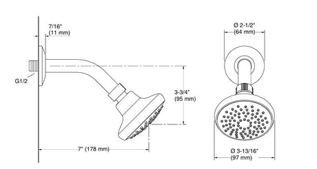 COMP.SLFUNCTION SHOWER HEAD W/ARM&FLANGE - KOHLER POPULAR -  ( POLISHED CHROME - POPULAR - 0x0 mm - 0inchx0inch )