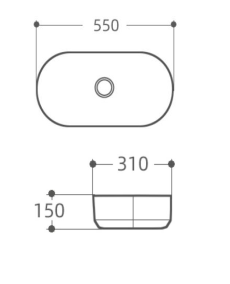 CERAMIC TABLE TOP WASH BASIN - BETTER LIVING -  (  - PLATINA - 550x310 mm - 22inchX12.4inch )