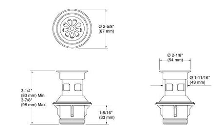 COMPLEMENTARY-WASTE COUPLING H/T LONG - KOHLER POPULAR -  ( BRUSHED NICKEL - POPULAR - 0x32 mm - 1.25inchX0inch )