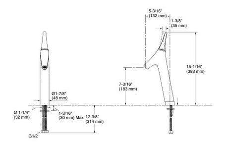 VIVE-SL TALL BASIN MIXER W/PIPES - KOHLER PREMIUM -  ( POLISHED CHROME - PREMIUM - 0x15 mm - 0inchX0.6inch )