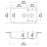 QUARTS 1.5 BOWL W/O DRAIN BOARD (DEPTH.8INCH) - CARYSIL -  ( GRANITE METALLIC NERA - ENIGMA - 860x500 mm - 34inchX20inch )