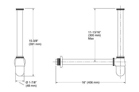 COMPLEMENTARY-BOTTLE TRAP W/EXTENS PIPE - KOHLER POPULAR -  ( BRUSHED BRONZE - POPULAR - 0x350 mm - 0inchX14inch )