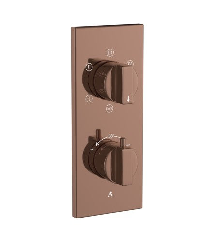 THERMATIK-R CONCEALED THERMOSTAT WITH CONTROL UNIT FOR 5-OUTLETS AND INTEGRATED SHUT-OFF VALVE - ARTIZE FAUCET -  ( BLUSH GOLD PVD - THERMATIK-R - 0x20 mm - 0inchX0.8inch )
