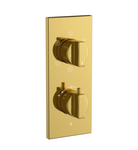 THERMATIK-R CONCEALED THERMOSTAT WITH CONTROL UNIT FOR 5-OUTLETS AND INTEGRATED SHUT-OFF VALVE - ARTIZE FAUCET -  ( GOLD BRIGHT PVD - THERMATIK-R - 0x20 mm - 0.8inchX0inch )