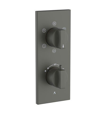 THERMATIK-R CONCEALED THERMOSTAT WITH CONTROL UNIT FOR 5-OUTLETS AND INTEGRATED SHUT-OFF VALVE - ARTIZE FAUCET -  ( GRAPHITE - THERMATIK-R - 0x20 mm - 0.8inchX0inch )