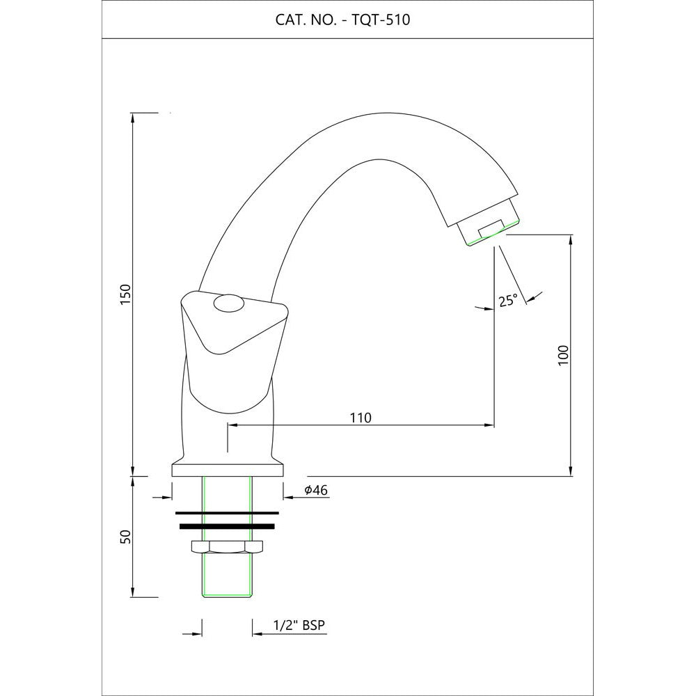 SWAN NECK LEFT(FULL TURN) - ESSCO FAUCET -  ( CHROME - TROPICAL - 0x15 mm - 0inchX0.5inch )