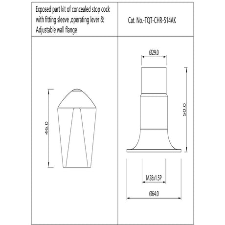 CONC.STOP COCK WITH HEAVY BODY - ESSCO FAUCET -  ( CHROME - TROPICAL - 0x15 mm - 0inchX0.6inch )