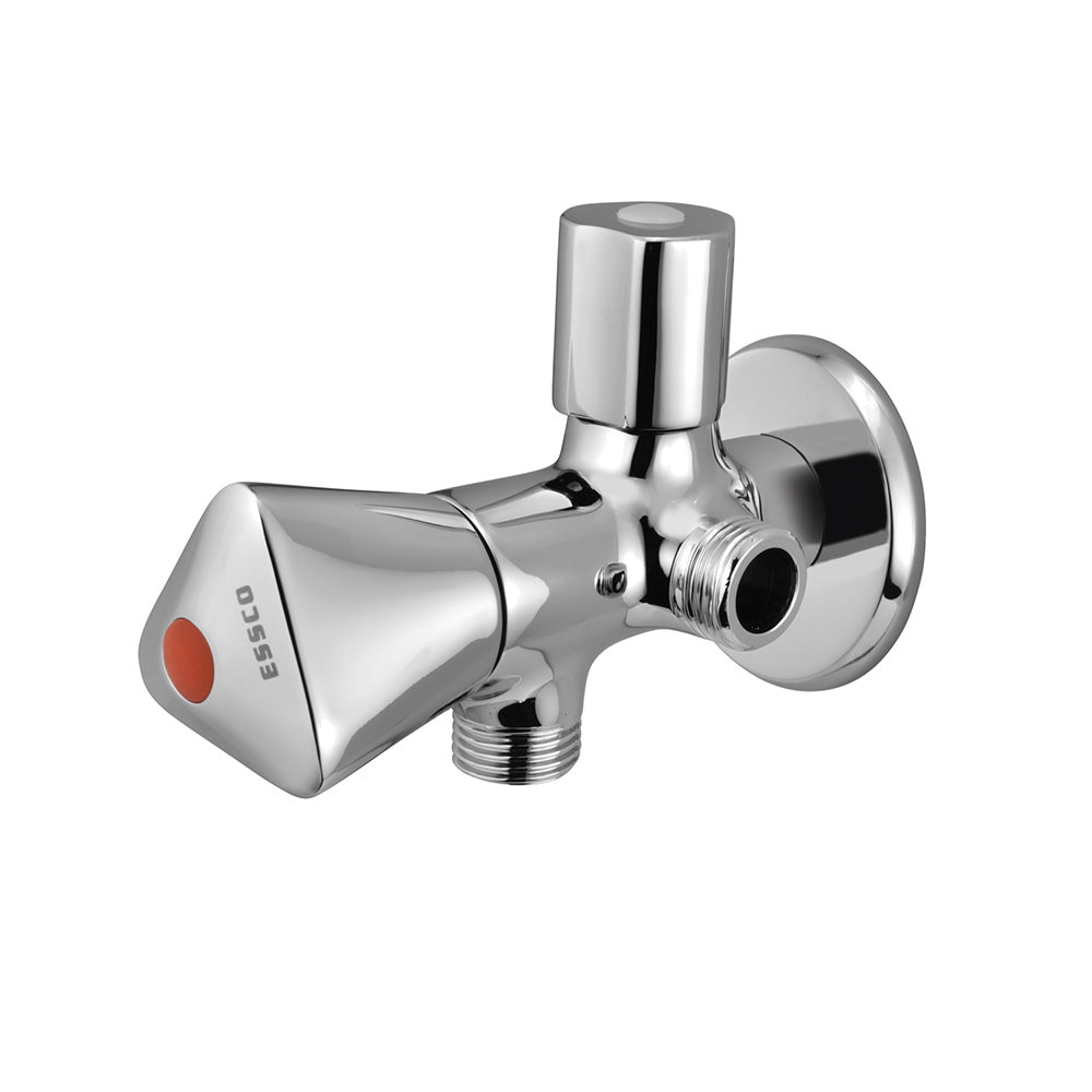 2 WAY ANGLE VALVE WITH WALL FLANGE - ESSCO FAUCET -  ( CHROME - TROPICAL - 0x0 mm - 0inchx0inch )