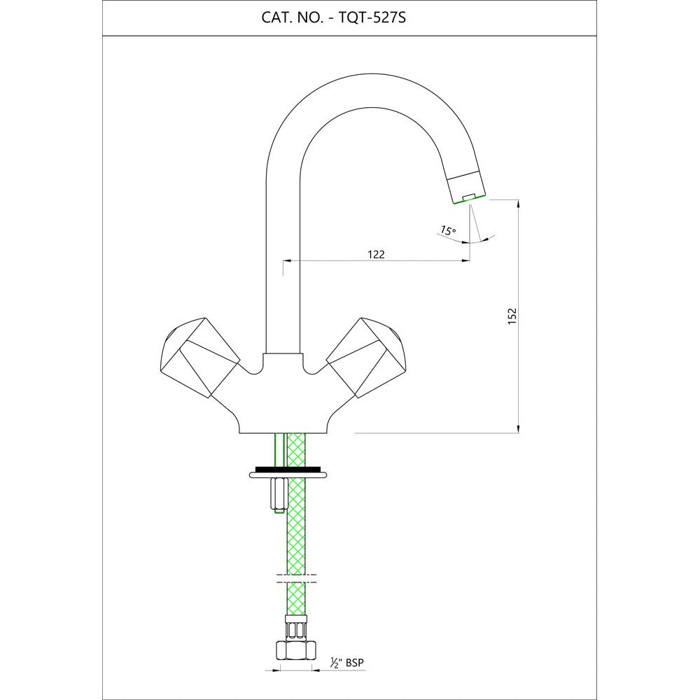 MONA SINK MIXER W/SWINGING PIPE SPOUT - ESSCO FAUCET -  ( CHROME - TROPICAL - 0x15 mm - 0inchX0.5inch )