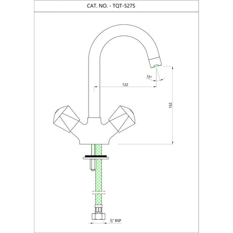 MONA SINK MIXER W/SWINGING PIPE SPOUT - ESSCO FAUCET -  ( CHROME - TROPICAL - 0x15 mm - 0inchX0.5inch )