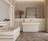TRAVERTINE LAKSHORE CRESTAMATTE WITH SHIMMER - PORCEKO -  (  - NEOTERIC - 3000x790x15 mm - 118.11inchX31.1inchX0.6inch )