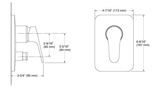 ACCLIV RECESSED BATH & SHOWER TRIM - KOHLER POPULAR -  ( POLISHED CHROME - POPULAR - 0x40 mm - 0inchX1.6inch )