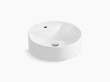 ROUND COUNTER TOP W.BASIN W/FAUCET HOLE - KOHLER PREMIUM -  ( WHITE - PREMIUM - 470x470 mm - 19inchX0inch )