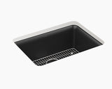 CAIRN 24INCH NEOROC QUARTZ UNDERMOUNT SINGLE BASIN W/RACK - KOHLER LUXURY -  ( MATTE BLACK - LUXURY - 622x465 mm - 24.8inchX18.6inch )