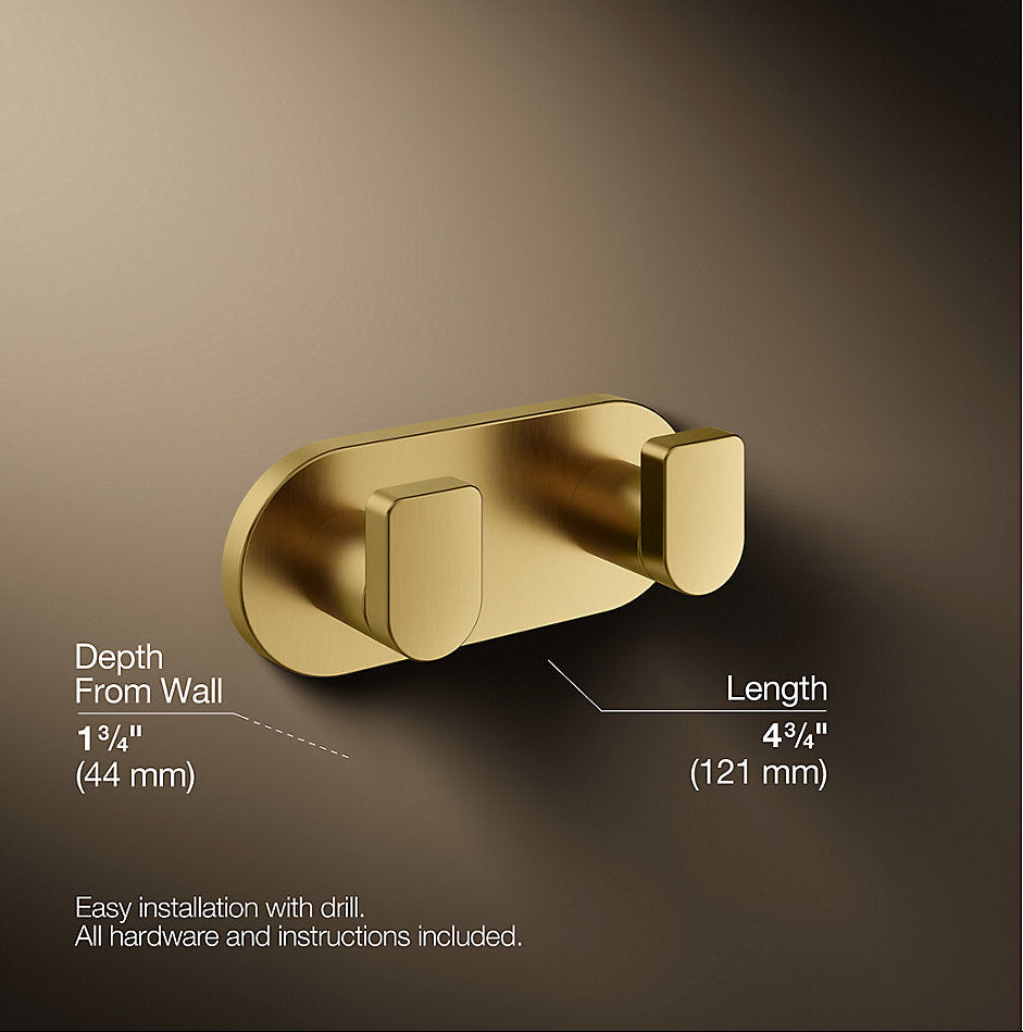COMPOSED ROBE HOOK - KOHLER LUXURY -  ( VIBRANT BRUSHED MODERNE BRASS - LUXURY - 0x15 mm - 0inchX0.5inch )