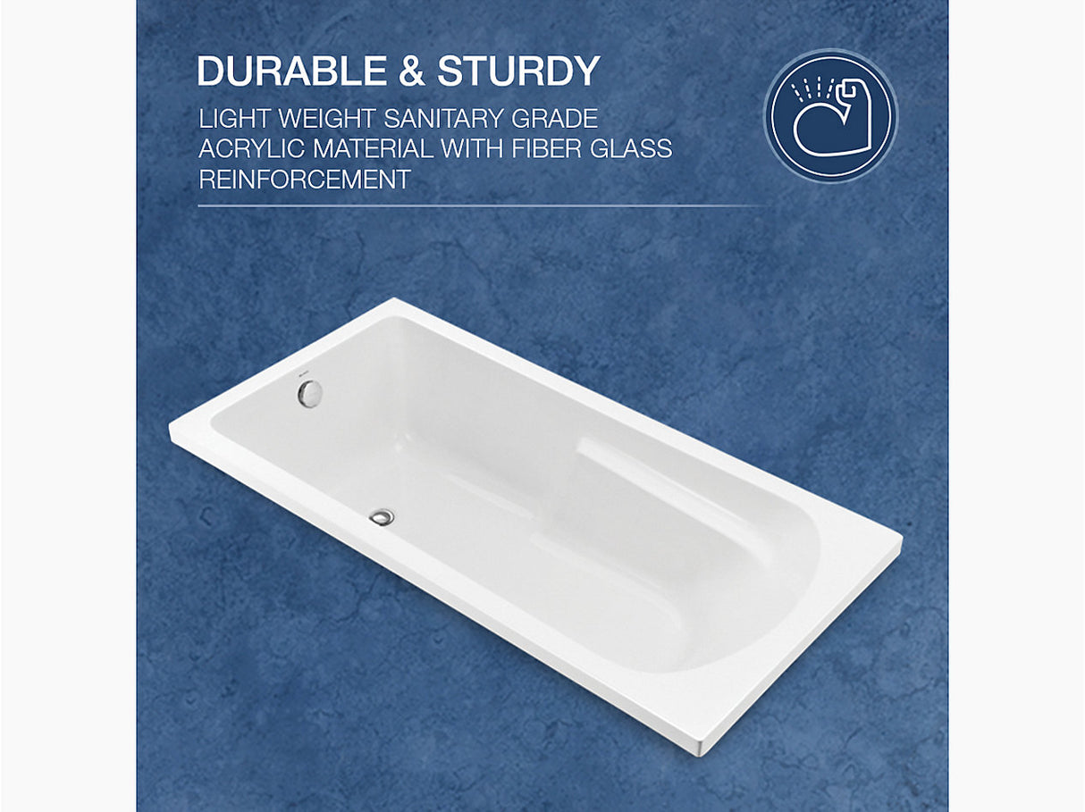 ACRYLIC BATHTUB - KOHLER PREMIUM - ( WHITE - PREMIUM - 1670x760 mm - 66.8inchX30.4inch )