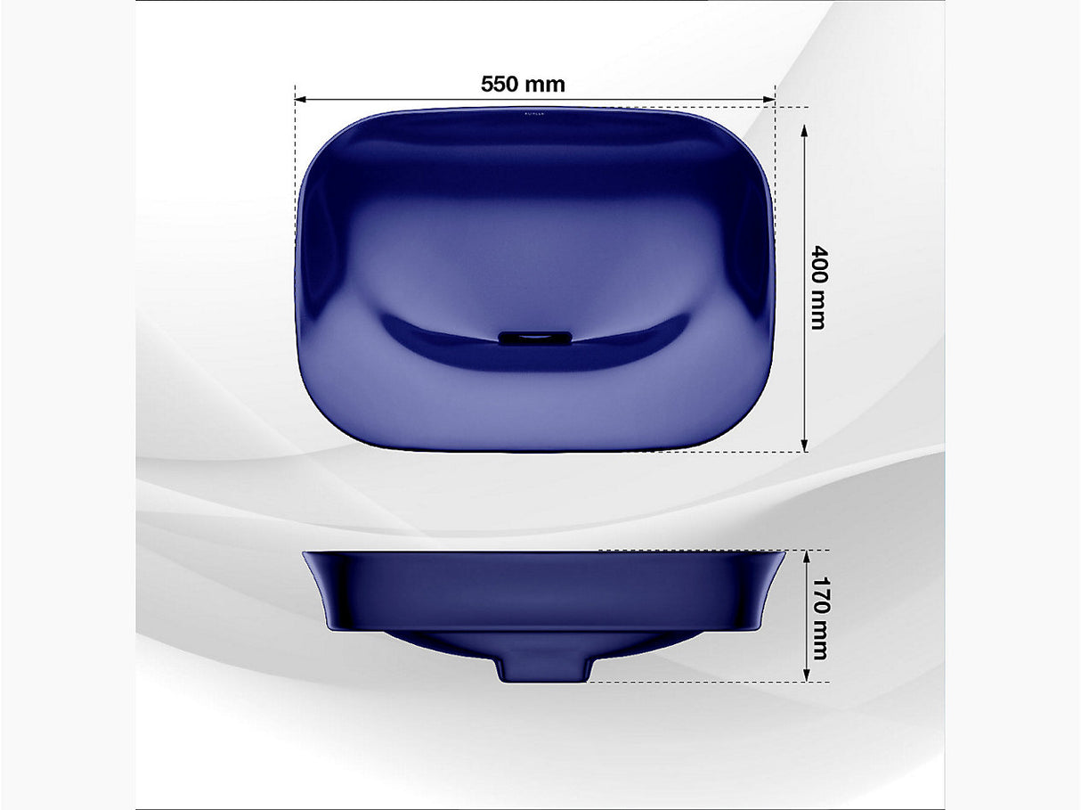 KOHLER VIVE GEO VESSEL W/O DECK - KOHLER PREMIUM -  ( INDIGO BLUE - PREMIUM - 550x400 mm - 16inchX0inch )