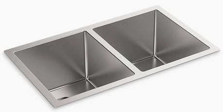 STRIVE DOUBLE BOWL SS FABRICATED W/STRAINER - KOHLER LUXURY - ( - LUXURY - 600x450 mm - 24inchX18inch )