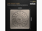 RAIN MAX SQUARE RH DUAL CORE SHOWERHEAD - KOHLER PREMIUM -  ( BRUSHED BRONZE - PREMIUM - 256x256 mm - 10.2inchX10.2inch )