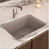 CAIRN 24INCH NEOROC QUARTZ UNDERMOUNT SINGLE BASIN W/RACK - KOHLER LUXURY -  ( MATTE TAUPE - LUXURY - 622x465 mm - 24.8inchX18.6inch )