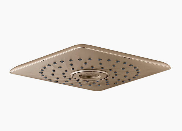 Square shower head with multiple nozzles on a white background
