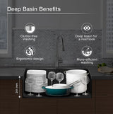 CAIRN NEOROC QUARTZ UNDERMOUNT DOUBLE OFFSET SINK W/RACK - KOHLER LUXURY -  ( MATTE GRAPHITE - LUXURY - 851x465 mm - 34inchX18.6inch )