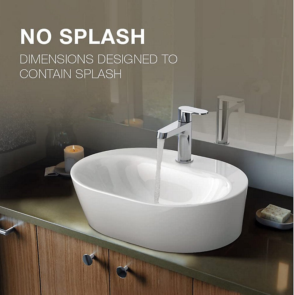 ROUND VESSEL BASIN W/SINGLE FAUCET HOLE - KOHLER POPULAR -  ( WHITE - POPULAR - 478x363 mm - 14inchX0inch )