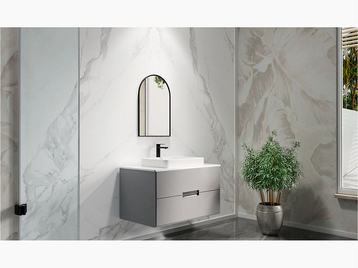 ESSENTIAL ARCH FRAMED MIRROR - KOHLER POPULAR -  ( MATT BLACK - POPULAR - 800x500 mm - 32inchX20inch )