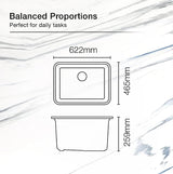 CAIRN 24INCH NEOROC QUARTZ UNDERMOUNT SINGLE BASIN W/RACK - KOHLER LUXURY -  ( MATTE BLACK - LUXURY - 622x465 mm - 24.8inchX18.6inch )