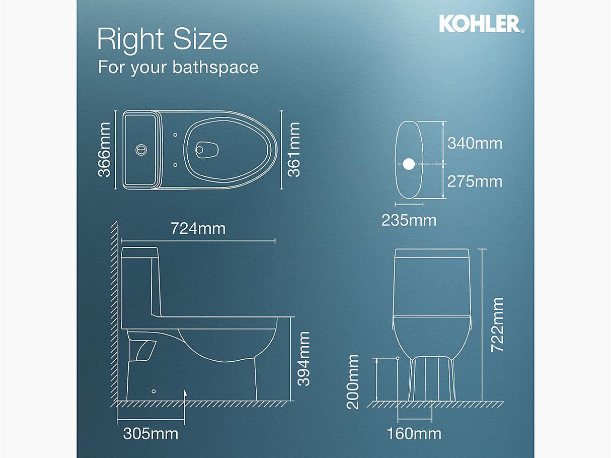 REACH 1PC ( S TRAP - 225MM)CLASS FIVE 3.3/4.8L W/ QC SEAT/CVR - KOHLER PREMIUM -  ( WHITE - PREMIUM - 0x0 mm - 0inchX0inch )