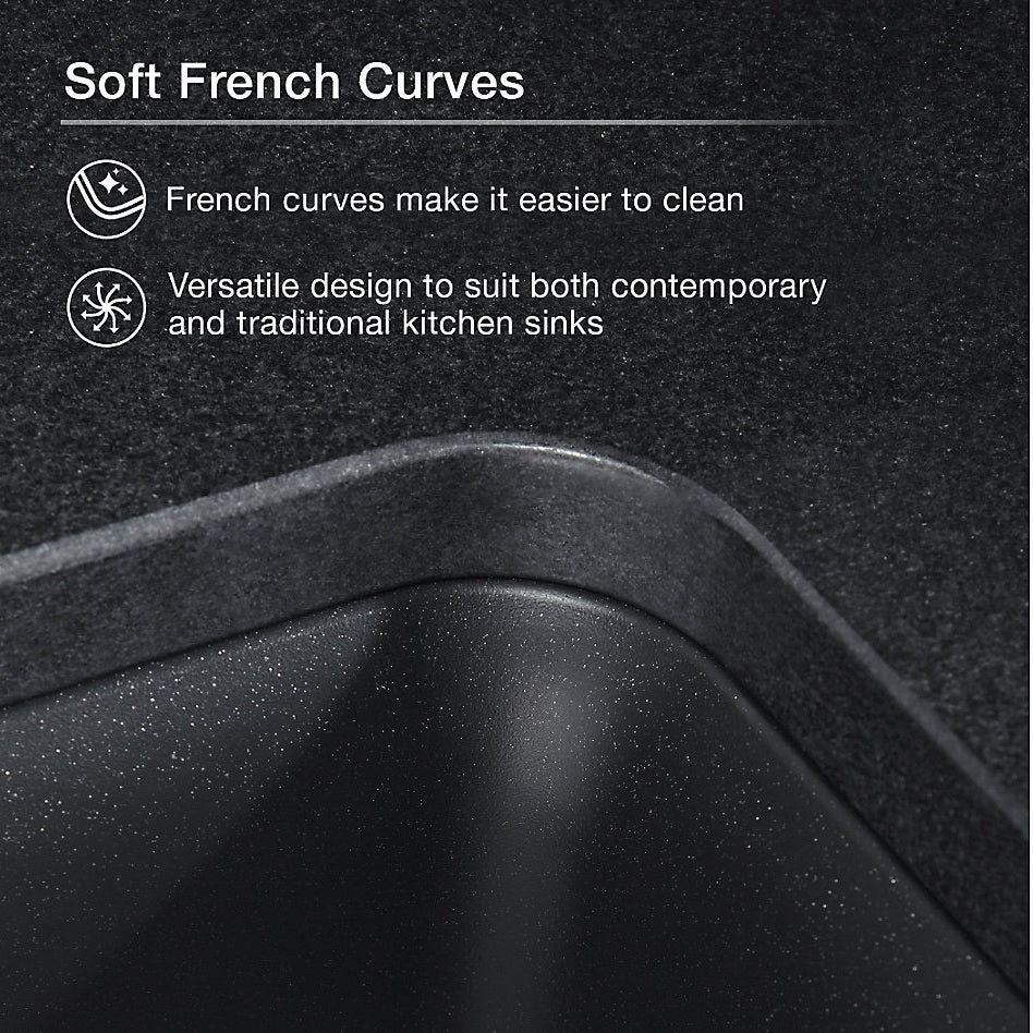 CAIRN NEOROC QUARTZ UNDERMNT SINGLE BASIN SINK W/RACK - KOHLER LUXURY -  ( MATTE GRAPHITE - LUXURY - 851x465 mm - 34inchX18.6inch )