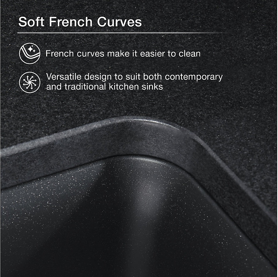 CAIRN 24INCH NEOROC QUARTZ UNDERMOUNT SINGLE BASIN W/RACK - KOHLER LUXURY -  ( MATTE BLACK - LUXURY - 622x465 mm - 24.8inchX18.6inch )