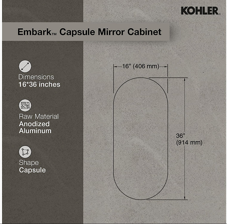 EMBARK TM PREMIUM XL CAPSULE MIRROR CABINET - KOHLER PREMIUM -  (  - PREMIUM - 127x406 mm - 5.08inchX16.24inch )