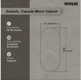 EMBARK TM PREMIUM XL CAPSULE MIRROR CABINET - KOHLER PREMIUM -  (  - PREMIUM - 127x406 mm - 5.08inchX16.24inch )