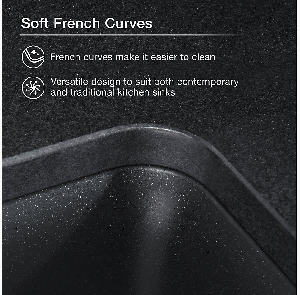 CAIRN 24INCH NEOROC QUARTZ UNDERMOUNT SINGLE BASIN W/RACK - KOHLER LUXURY -  ( MATTE GRAPHITE - LUXURY - 622x465 mm - 24.8inchX18.6inch )