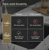 CAIRN NEOROC QUARTZ UNDERMOUNT DOUBLE OFFSET SINK W/RACK - KOHLER LUXURY - (MATTE TAUPE - LUXURY - 851x465 mm - 34inchX18.6inch)