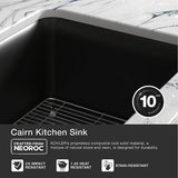 CAIRN 24INCH NEOROC QUARTZ UNDERMOUNT SINGLE BASIN W/RACK - KOHLER LUXURY -  ( MATTE BLACK - LUXURY - 622x465 mm - 24.8inchX18.6inch )