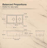 CAIRN NEOROC QUARTZ UNDERMOUNT DOUBLE OFFSET SINK W/RACK - KOHLER LUXURY - (MATTE TAUPE - LUXURY - 851x465 mm - 34inchX18.6inch)