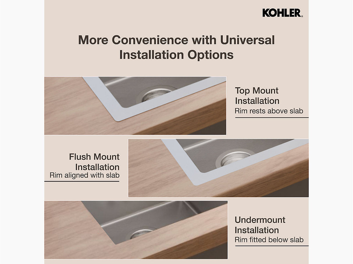 STRIVE SS SINGLE BOWL UNDERMOUNT FABRICATED (DEPTH 10INCH) W/STRAINER - KOHLER LUXURY - ( - LUXURY - 762x457 mm - 30.48inchX18.28inch )