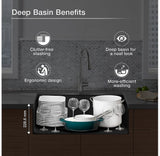 CAIRN 24INCH NEOROC QUARTZ UNDERMOUNT SINGLE BASIN W/RACK - KOHLER LUXURY -  ( MATTE GRAPHITE - LUXURY - 622x465 mm - 24.8inchX18.6inch )