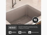 CAIRN 24INCH NEOROC QUARTZ UNDERMOUNT SINGLE BASIN W/RACK - KOHLER LUXURY -  ( MATTE TAUPE - LUXURY - 622x465 mm - 24.8inchX18.6inch )