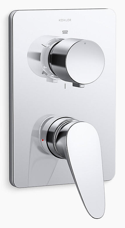 FLUENCE AQUA TURBO 360 RECESSED NON-THERMOSTATIC BATH AND SHOWER VALVE TRIM - KOHLER PREMIUM -  ( CHROME - PREMIUM - 0x15 mm - 0inchX0.5inch )