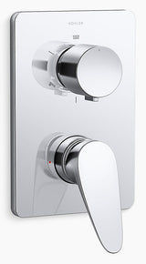 FLUENCE AQUA TURBO 360 RECESSED NON-THERMOSTATIC BATH AND SHOWER VALVE TRIM - KOHLER PREMIUM -  ( CHROME - PREMIUM - 0x15 mm - 0inchX0.5inch )