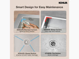 STRIVE SS SINGLE BOWL UNDERMOUNT FABRICATED (DEPTH 10INCH) W/STRAINER - KOHLER LUXURY - ( - LUXURY - 762x457 mm - 30.48inchX18.28inch )