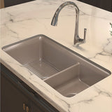 CAIRN NEOROC QUARTZ UNDERMOUNT DOUBLE OFFSET SINK W/RACK - KOHLER LUXURY - (MATTE TAUPE - LUXURY - 851x465 mm - 34inchX18.6inch)