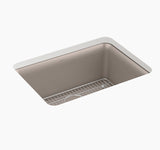 CAIRN 24INCH NEOROC QUARTZ UNDERMOUNT SINGLE BASIN W/RACK - KOHLER LUXURY -  ( MATTE TAUPE - LUXURY - 622x465 mm - 24.8inchX18.6inch )
