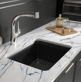 CAIRN 24INCH NEOROC QUARTZ UNDERMOUNT SINGLE BASIN W/RACK - KOHLER LUXURY -  ( MATTE BLACK - LUXURY - 622x465 mm - 24.8inchX18.6inch )