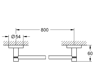 ESSENTIALS TOWEL RAIL 800MM - GROHE -  ( BRUSHED HARD GRAPHITE - G5 - ESSENTIALS - 0x800 mm - 0inchX32inch )