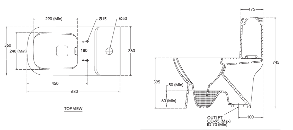E.W.C ELEMENT ONE-PIECE S-TRAP 100MM - HINDWARE -  ( STAR WHITE - ITALIAN - 0x0 mm - 0inchx0inch )