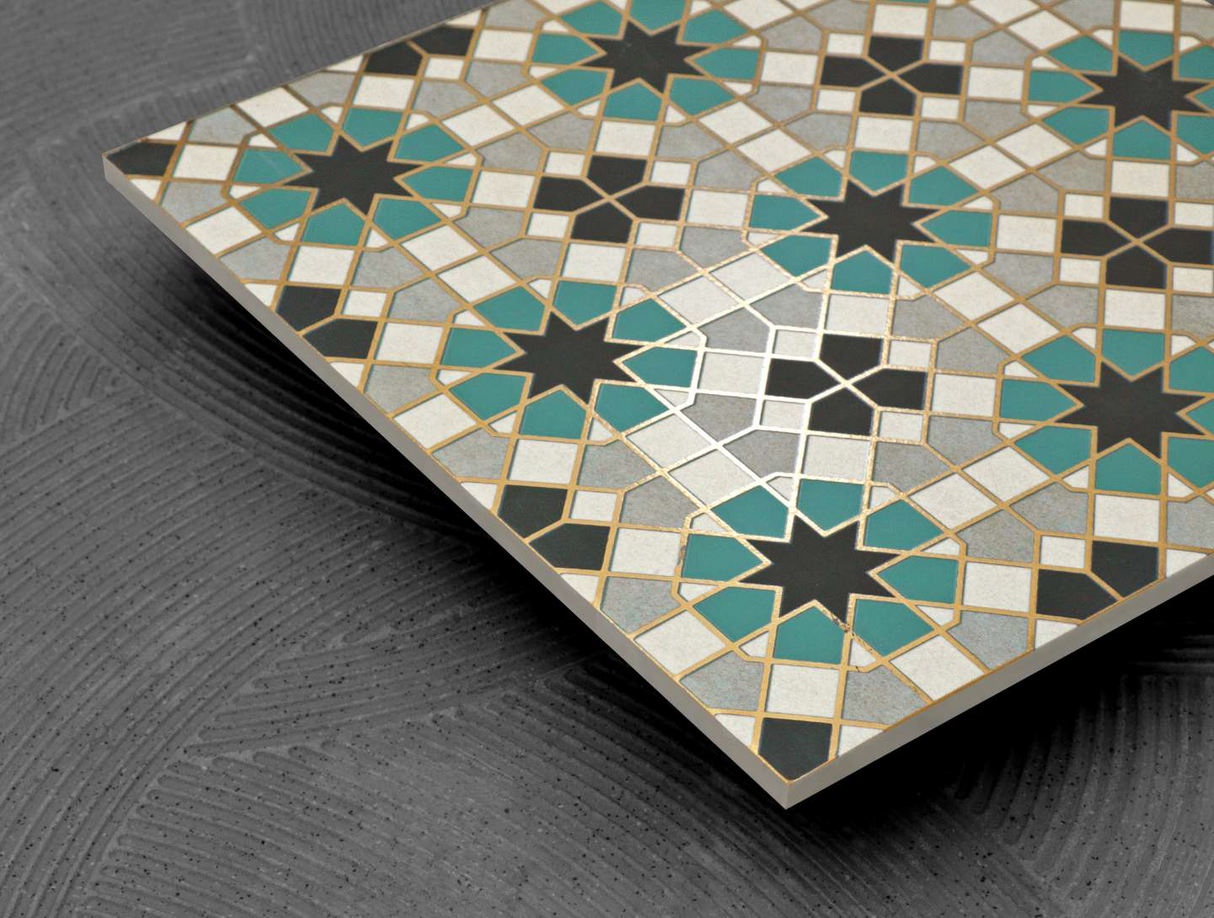 MAZE CARNIVAL HL - DESIGNER TILES -  (  - 3RD FRD GLD & SILVR EDITN VITR.TILE - 300x300 mm - 12inchX12inch )